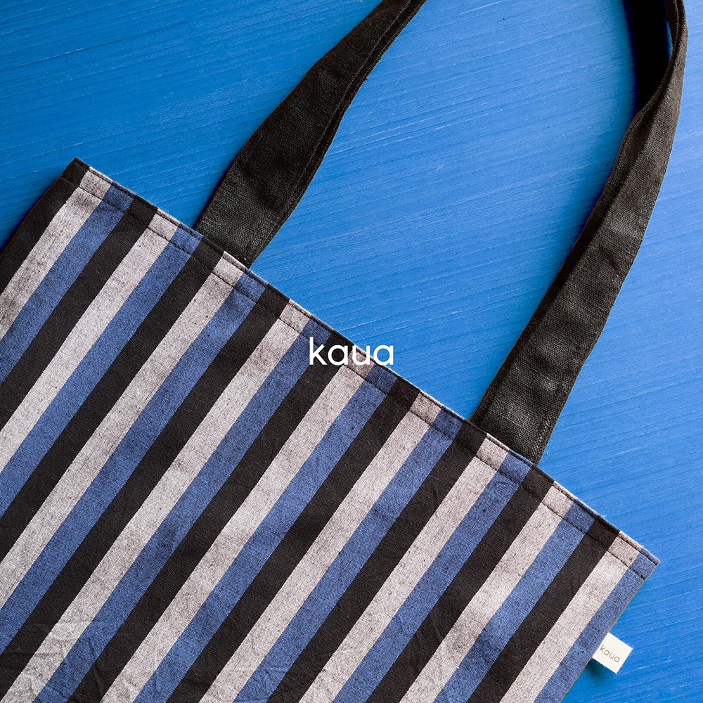 

Tote Bag / Goodie Bag / Tas Lurik Kaua - Biru Stripe Garis
