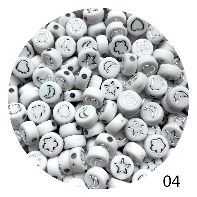 100Pcs/lot 4x7MM Oval Shape Acrylic Spaced Beads Stars Moon Beads For Jewelry Making DIY Charms Bracelet Necklac