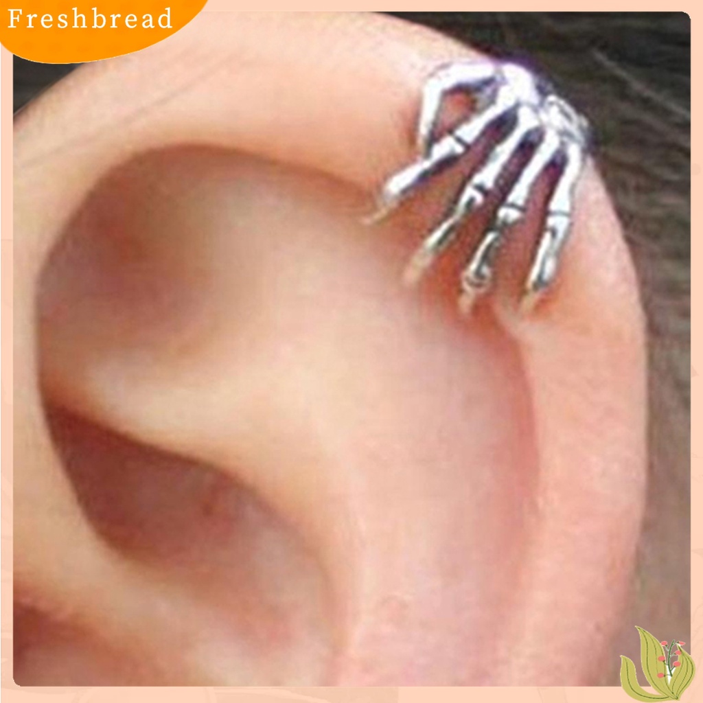【Fresh】1Pc Unisex Punk Simple Design Silver Color Skeleton Finger Hand Ear Clip Ear Cuff