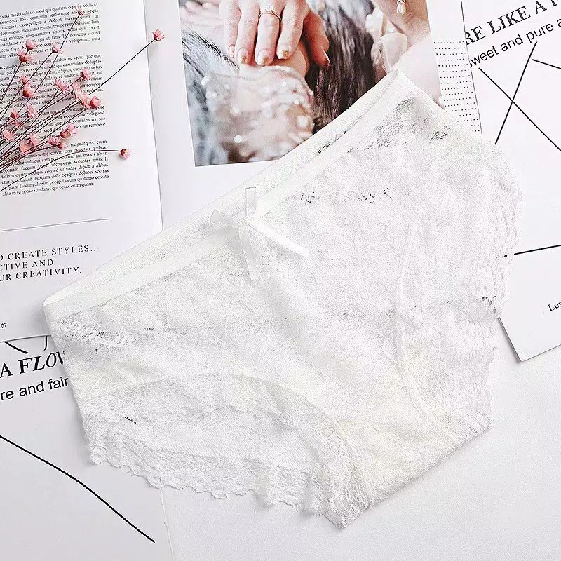 Celana Dalam Wanita Polos Renda Basic Impor / Celana Dalam Wanita Aksen Renda-CD-2 Putih