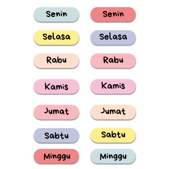 

stiker nama-nama hari stiker day stiker aesthetic