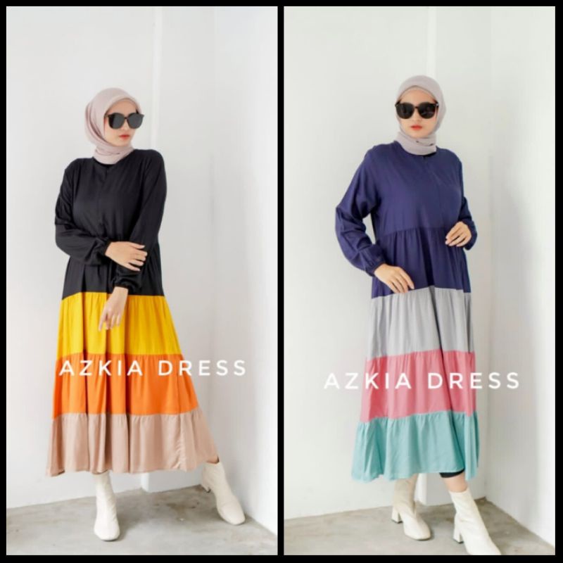 AZKIA DRESS by YAYUKU/AZKIA MIDI DRESS/RAYON PREMIUN KAHATEK