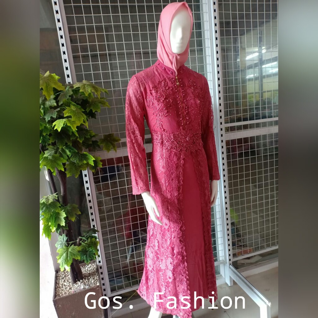 Gof GAMIS BROKAT Baju Muslim Wanita Dress Muslim Wanita Pakaian Muslim Wanita- 1369