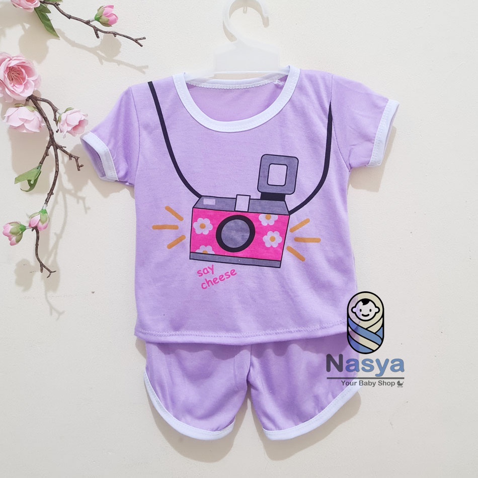 [J-015]  Setelan baju Bayi Perempuan Lucu - motif lucu (3-6 bulan)