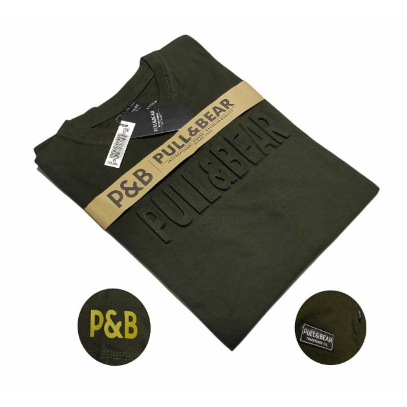 Tshirt kaos pull &amp; bear emboss original premium catton m.l.xl