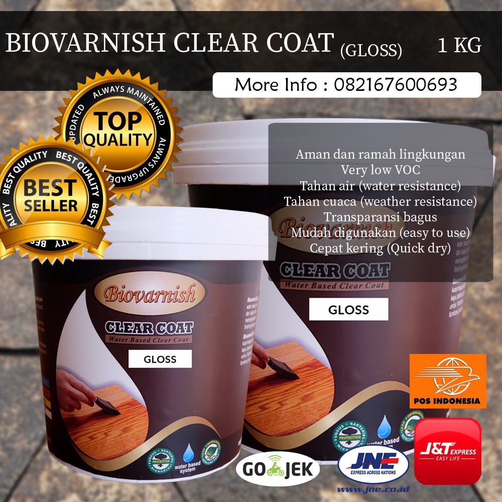 Cat Kayu Biovarnish Clear Gloss Plitur Water Based Berkualitas