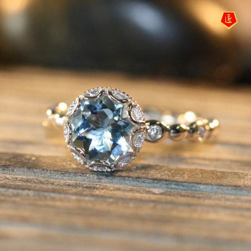 [Ready Stock]Personalized Creative Topaz Ring Simple Niche