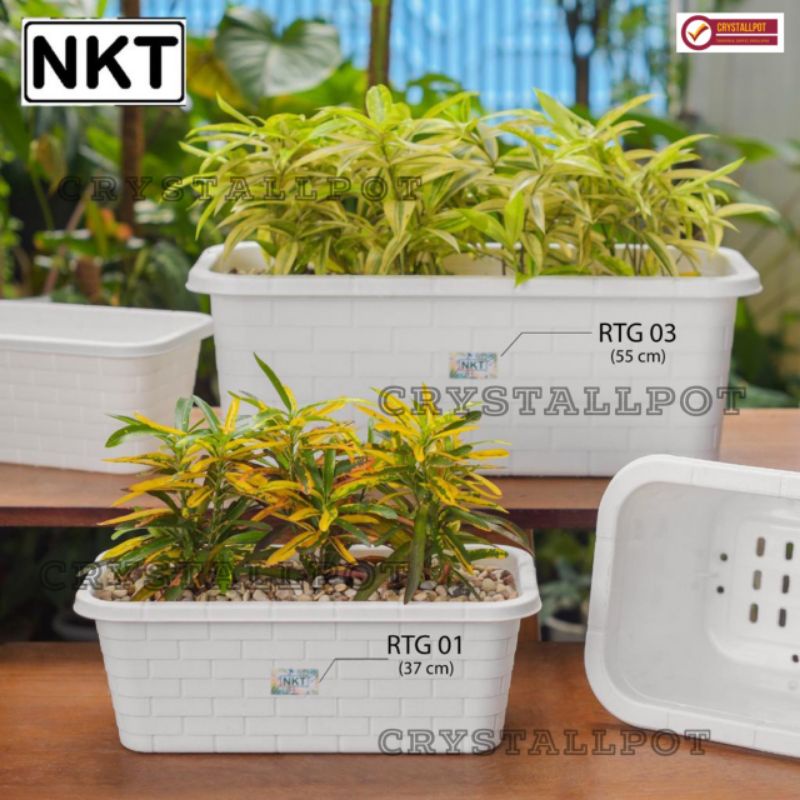 pot bunga tanaman panjang motif bata RTG 01 PUTIH 37cm - NKT RTG 01 PUTIH