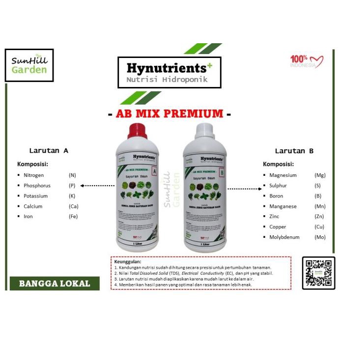 Pupuk Nutrisi Hidroponik AB Mix Sayuran Daun - 1 liter (200 liter)