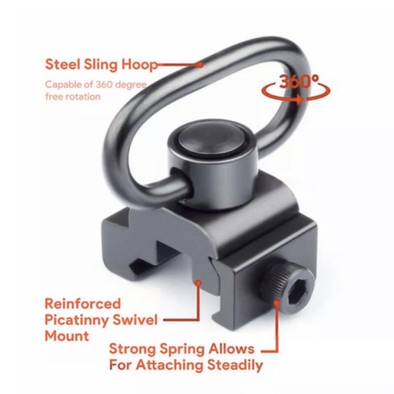 QD Sling Swivel Mount Dengan Tombol Tekan/Tactical Quick Detach Push Batton Sling Swivel Untuk Rail Picatinny