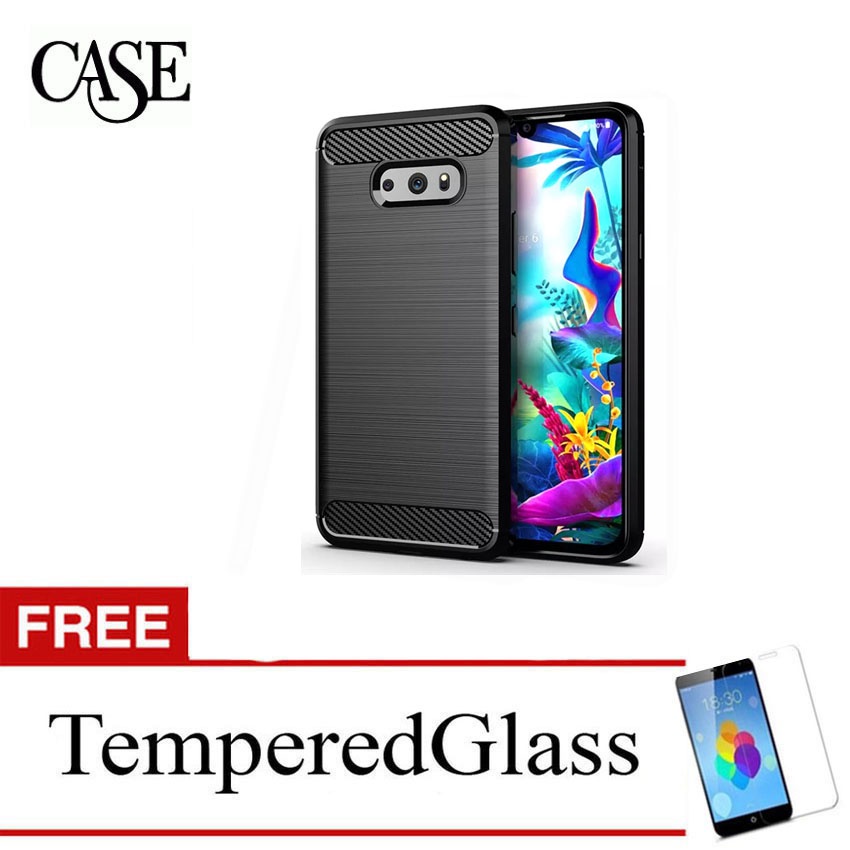 Carbon Soft Case for LG V50S ThinQ 5G 2019 - LM-V510N - 6.4 inch - Gratis Tempered Glass