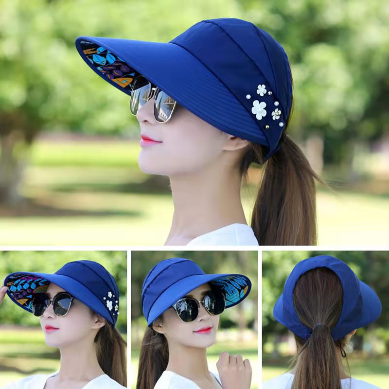 (Hello Girl)MZ08 Topi Pantai Visor Cap Lipat Wanita Casual Import