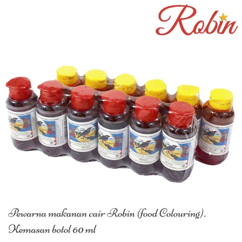 

Pewarna Makanan Robin 60 ml Pewarna Pangan Bahan Kue Makassar Merah Kuning Hijau Kasumba Lion Koepoe Cair