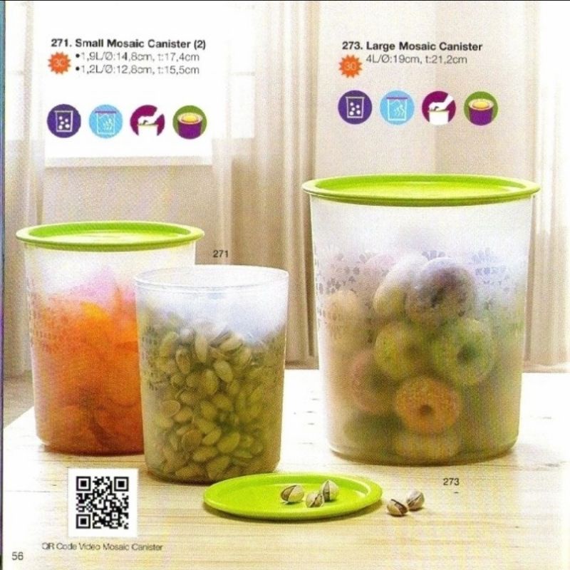 tupperware small mosaic canister - toples set -wadah krupuk - wadah kripik