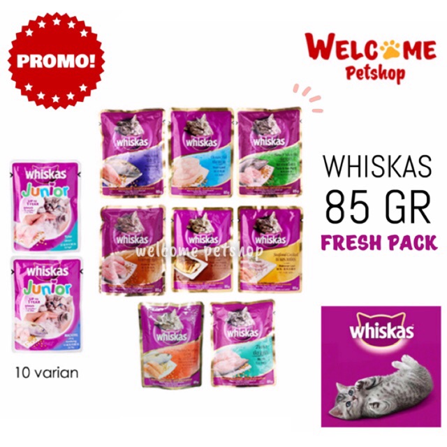 Whiskas Pouch Makanan Kucing Basah Cat Wet Food 85 Gr All