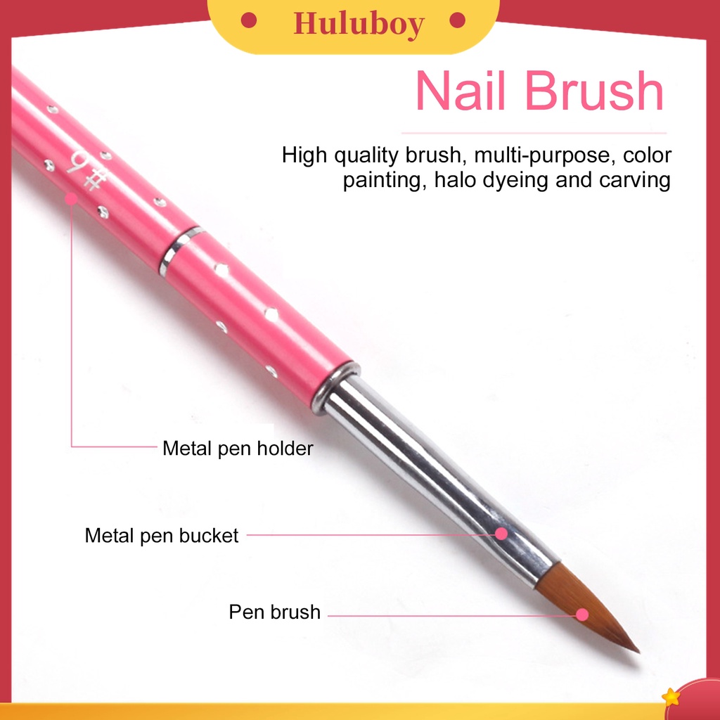 Huluboy Huluboy♡ Brush Pen Nail Art Bulu Wol Nilon Flexible Ramah Lingkungan DIY Untuk Wanita