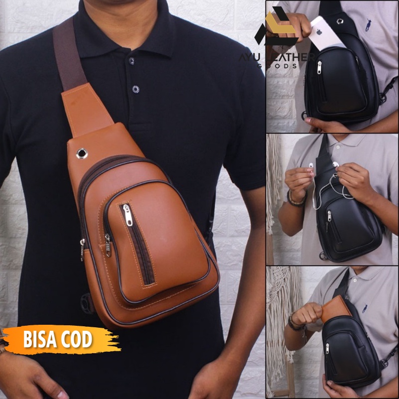 Tas slingbag Waistbag Cross Body Bag Multifungsi Bahan PU Leather ZUKO ESL01