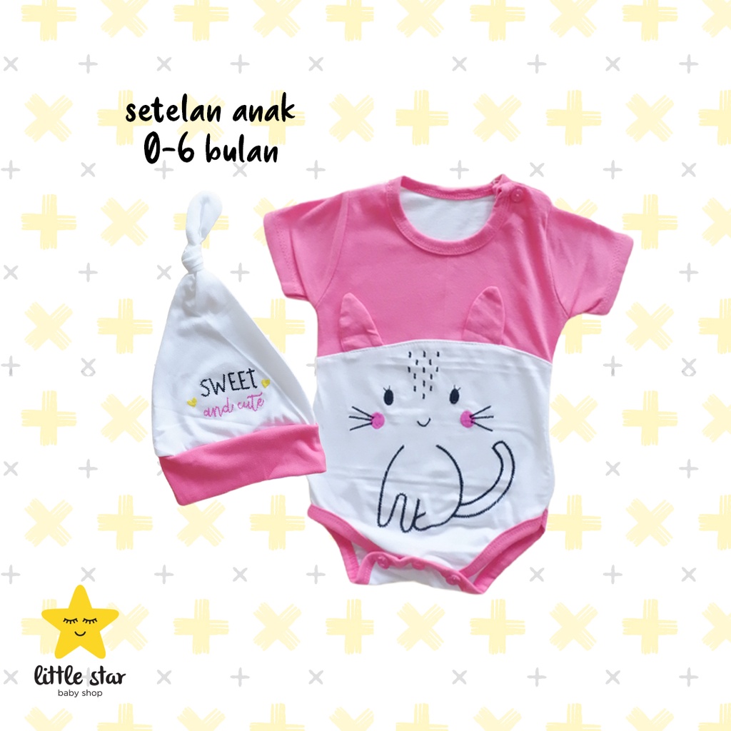 Jumper Topi Bayi Cewek | Setelan Bayi Cewek | Romper Baby Girl | Jumpsuit Bayi Perempuan