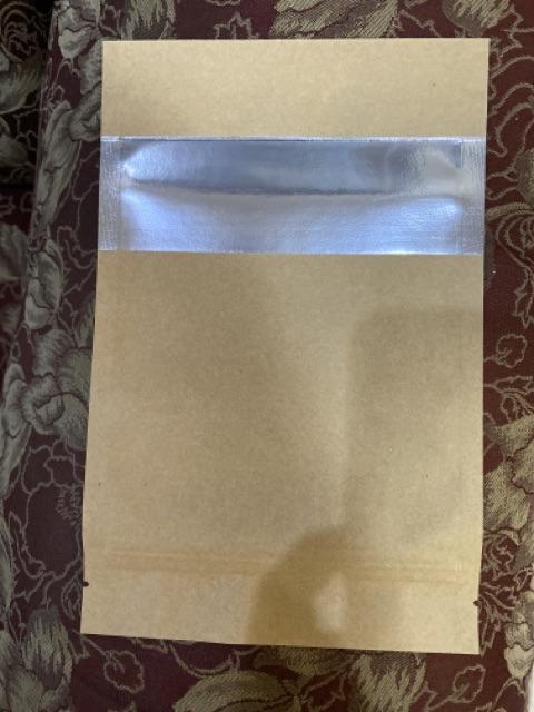 @25pcs Standing Pouch Kraft Alufoil Window + Zipper 14 X 22 Cm
