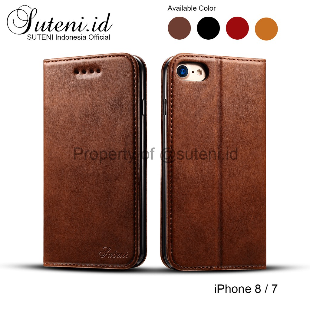 suteni leather flip case iphone 8 7 se 2 se2020 7 plus 8 plus se 3 2022 kulit casing cover wallet ca