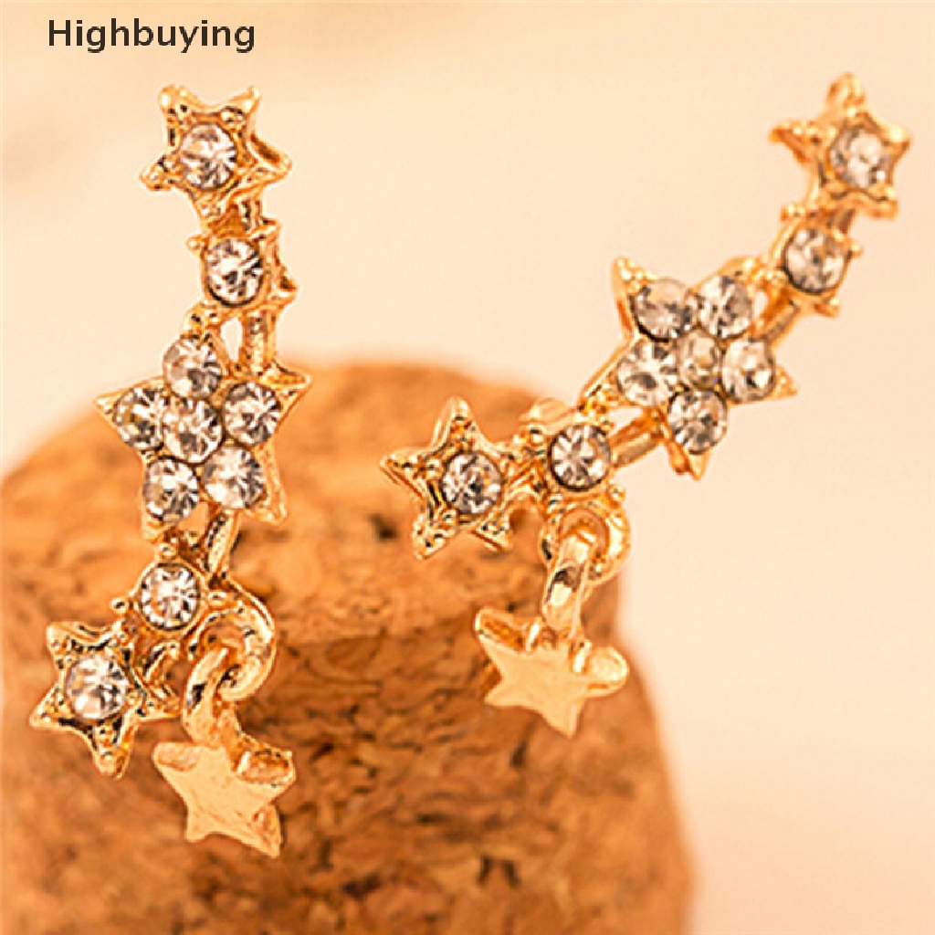Hbid Anting Tusuk Gantung Desain Bintang Hias Kristal Berlian Imitasi Untuk Wanita