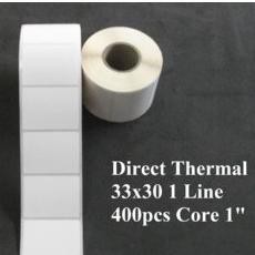 

33X30mm 1Line 400pcs Gap Core1",Direct Thermal ,label sticker barcode (KODE F78)