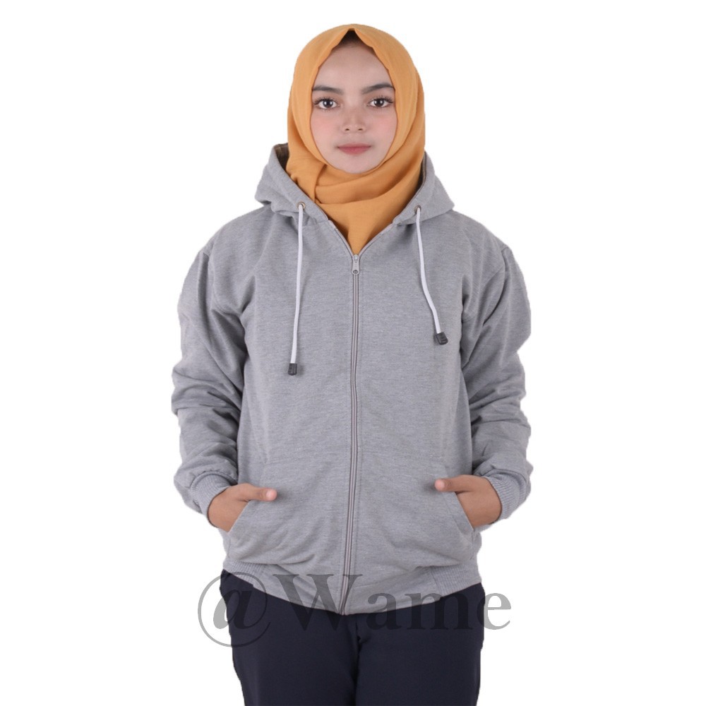 Jaket zipper polos hoodie M,L,XL,XXL pria wanita marun wame-ABU MUDA