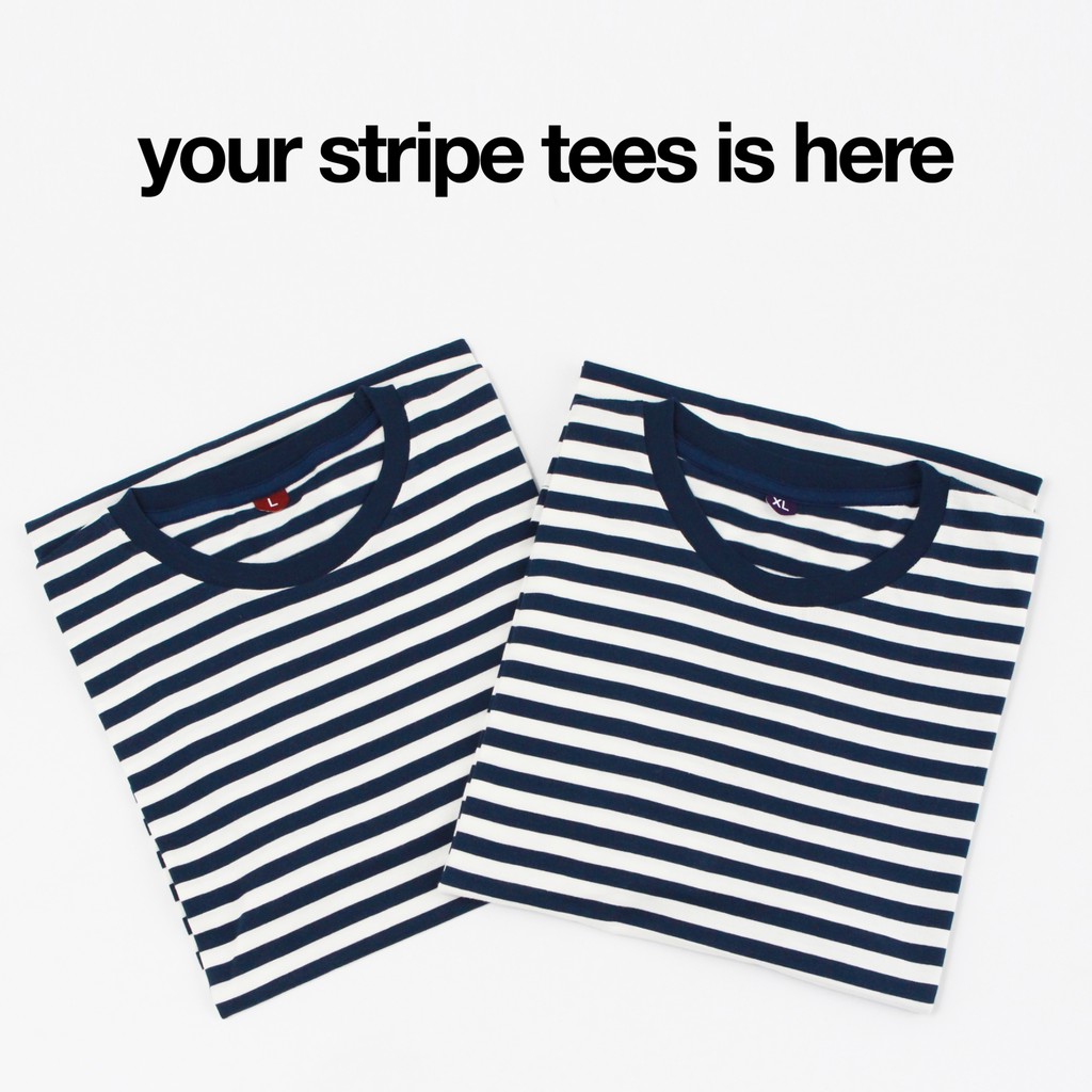 TERMURAH Kaos Polos Stripe Classic Navy Size S M L XL Oblong Combed 30s COWOK CEWEK MURAH ASLI KEREN