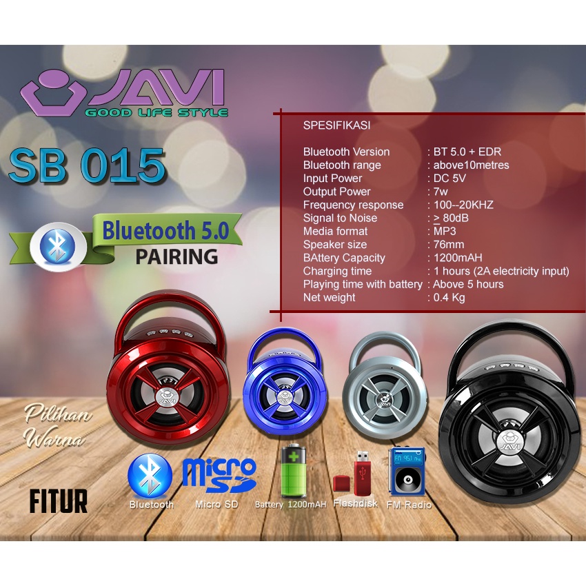 Speaker Javi SB015 - Speaker Javi Bluetooth SB 015 - SPEAKER PAIRING