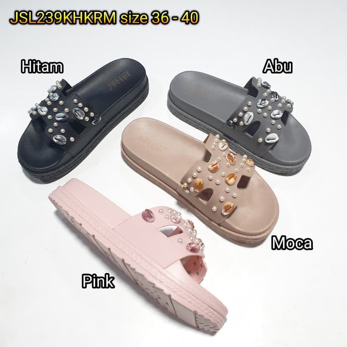 jelly sandal wanita wedges barabara karet import JSL239KHKRM