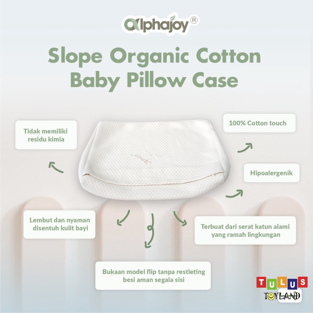Sarung Bantal Alphajoy SLOPE Pillow Case Bamboo Organic Cotton Premium Jacquard Wedge Pillowcase Anak Bayi anti alergi halus lembut