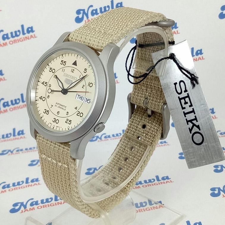 Seiko 5 Automatic SNK803K2 Beige Dial &amp; Nylon - Jam Tangan Pria SNK803