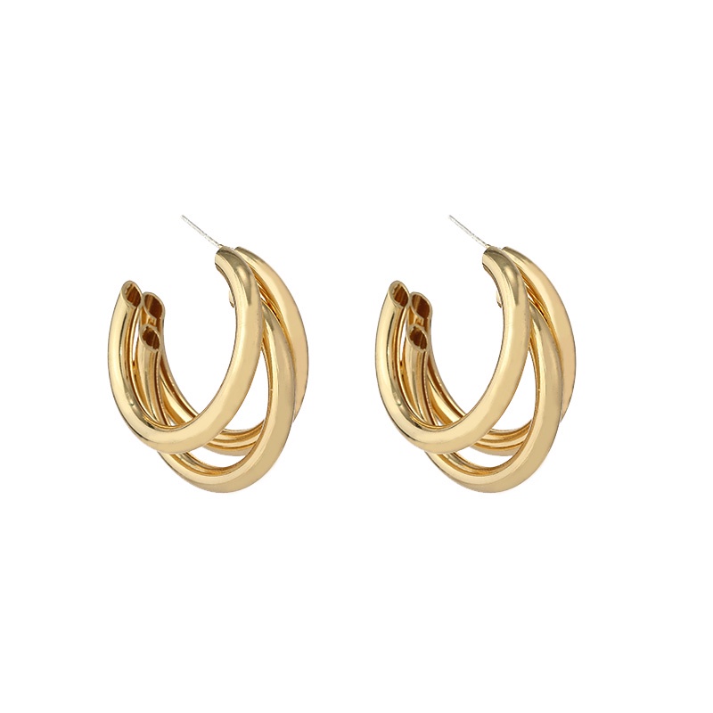 Anting Emas retro Wanita Korea Perempuan2023 Baru high-end Geometris hoop earrings Anting Logam