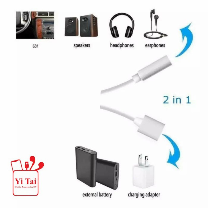 SPLITTER USB TYPE C AUDIO CHARGING ADAPTER CONVERTOR 2 IN 1 3.5 YI TAI