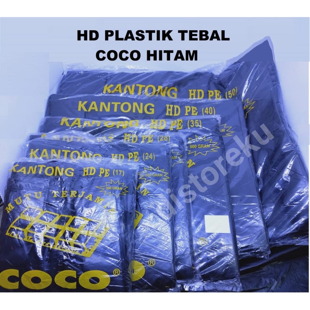 500GRAM HD 40 KANTONG PLASTIK KRESEK COCO SUPER JUMBO HITAM BESAR KUAT