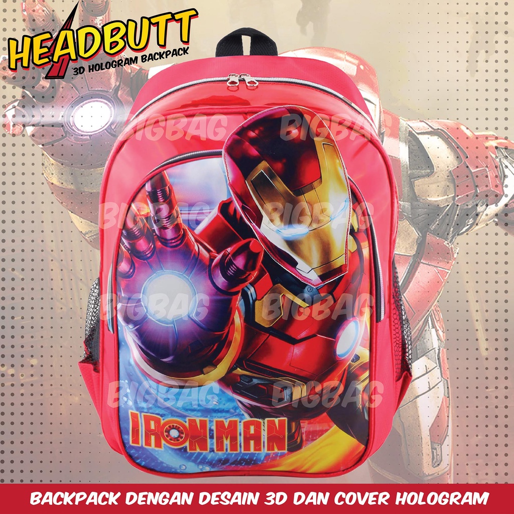 PTS - Ransel Sekolah Anak Cowo / Laki Laki Karakter - SUPERMAN - HEADBUT HOLOGRAM - COOL BACKPACK + FREE BOTOL