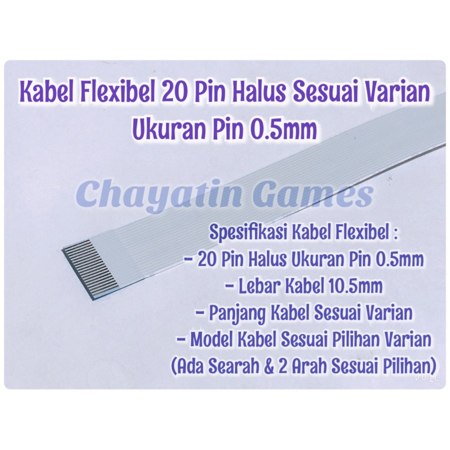 Kabel Flexibel 20 Pin Halus Panjang Sesuai Varian - Ukuran Pin 0.5mm