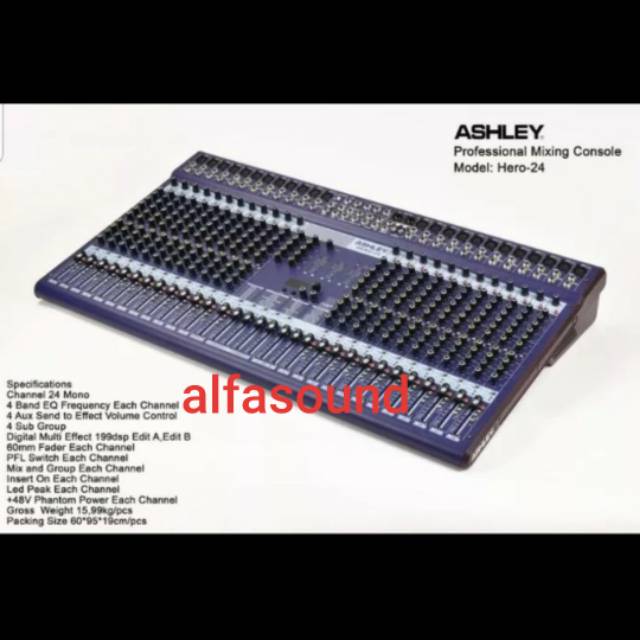 MIXER ASHLEY HERO 24 ORIGINAL 24 CHANNEL GARANSI RESMI HERO24