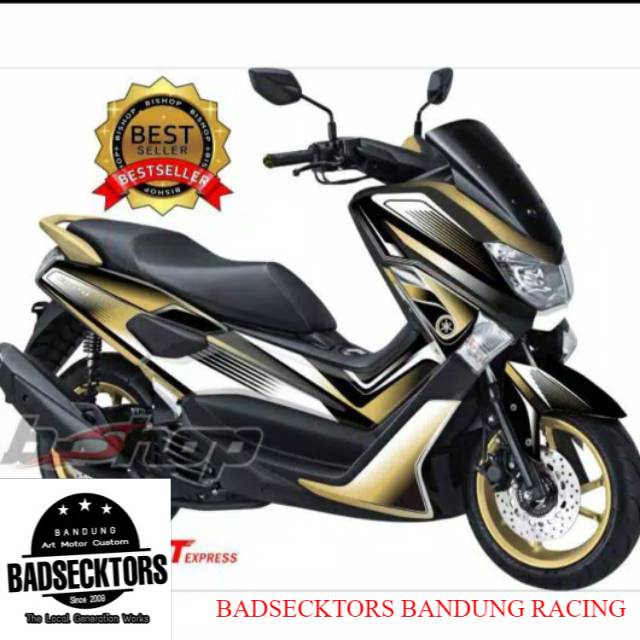Decal full body yamaha nmax variasi warna putih, hitam gold keren