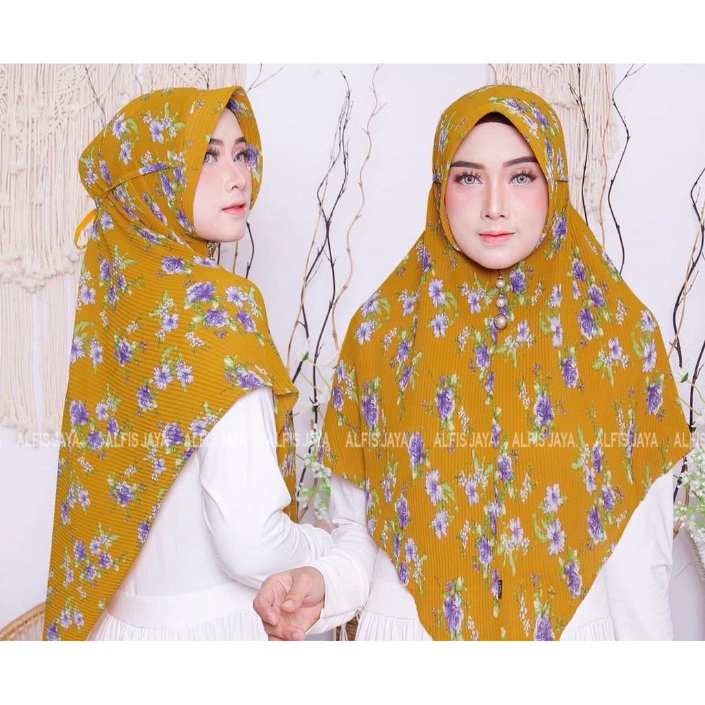 Bergo plisket ped motif bunga