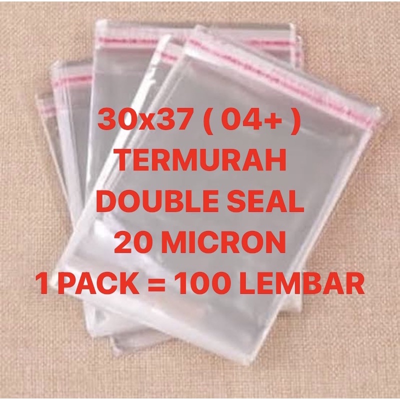 30x37 04+ 20 MICRON | PLASTIK OPP SEAL BAJU ISI 100 LEMBAR