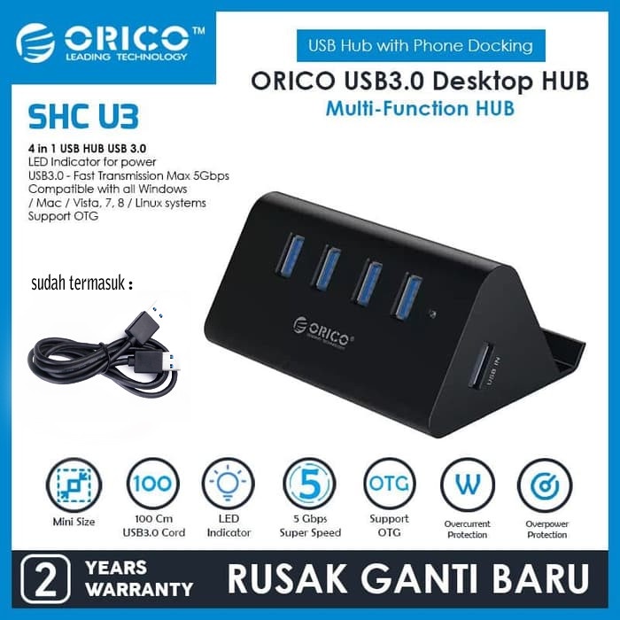 ORICO SHC-U3 4 Port USB3.0 HUB with Phone &amp; Tablet Stander