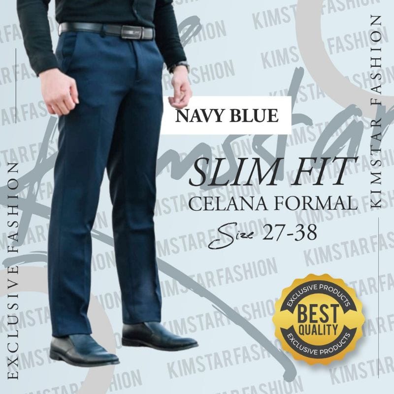 Celana Kantor Pria Slim Fit 27 38 Celana Formal Bahan Wol Elastis Realpict Pola Normal Nyaman Di Pakai KAFA SHOP