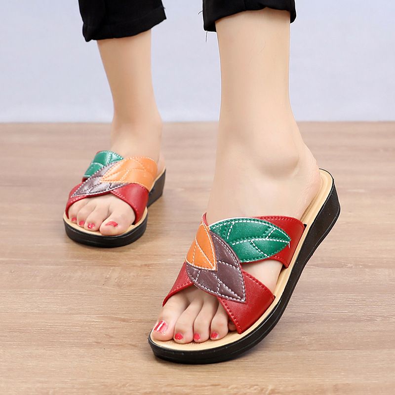 Sandal Slop Karet Wanita Daun Silang import S2