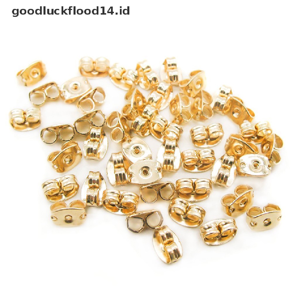 [OOID] 10PCS Earring Back Ear Nuts Jewelry Accessories Metal Earring Stopper Fittings ID