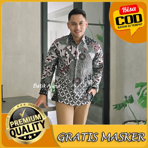 Baju Batik Pria Lengan Panjang Premium Modern Full Furing Original Kemeja Batik Solo PCW 106