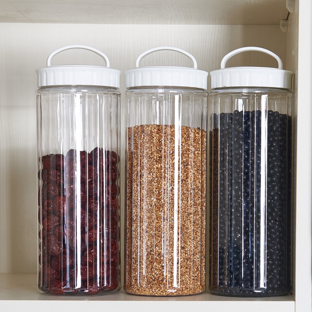 1pc Toples Penyimpanan Makanan Kedap Udara Plastik Kabinet Dapur Container Organizer Sealing Tank Dengan Tutup Untuk Beras Sereal Multigrain