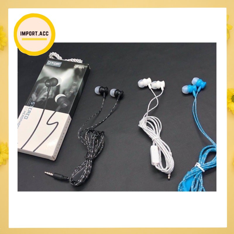 Earphone QTOP 001 Stereo With Microphone Kualitas Bagus