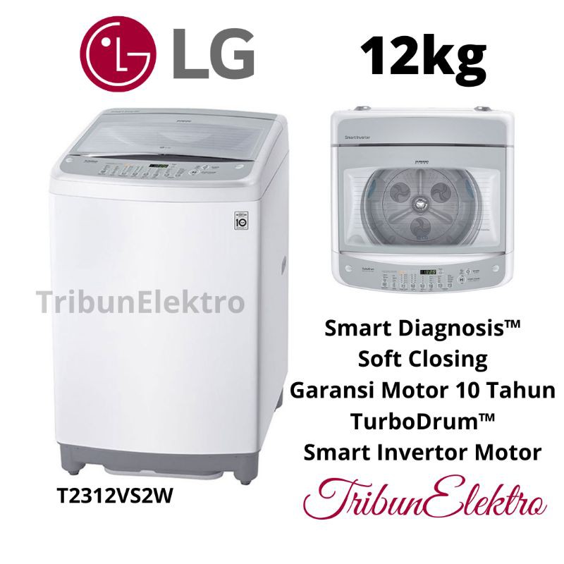 Mesin Cuci LG 12kg Top Loading Smart Inverter T2312VS2W