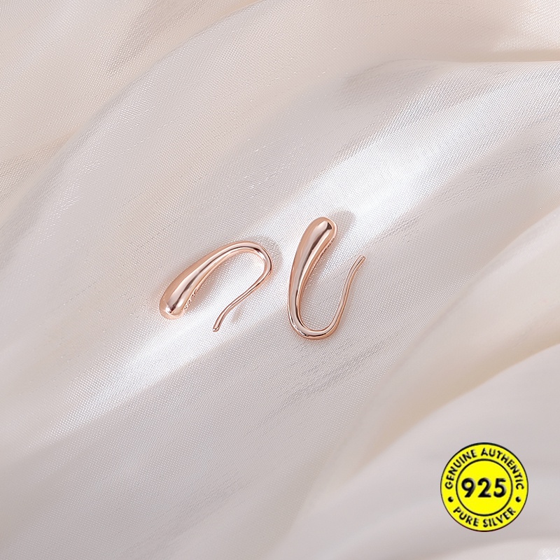 Anting Tusuk Sterling Silver 925 Bentuk Tetesan Air Warna Rose Gold 18k Untuk Wanita